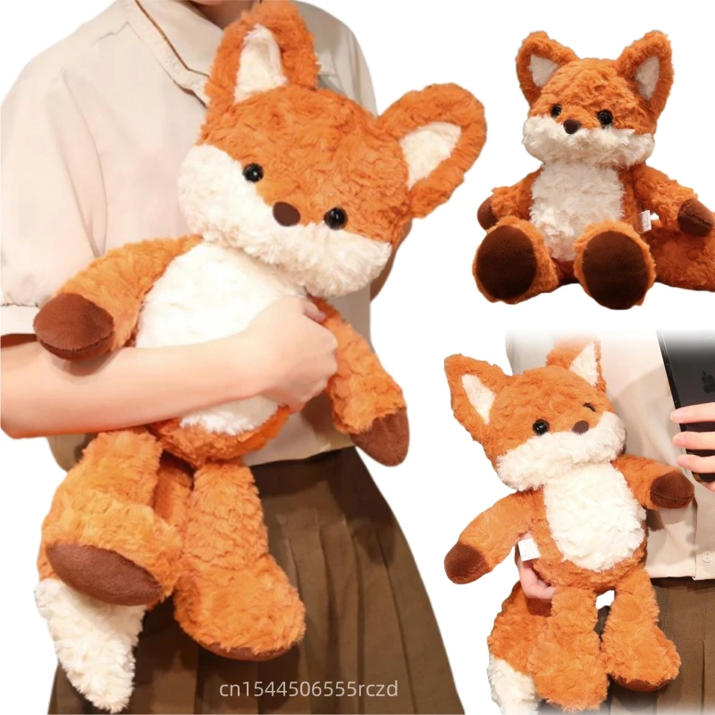 35/50cm Cartoon Fun Kawaii Curly Fur Fox Plush Doll Pillow Run Orange Fox Plush Toy Home Decor Soothing Gift For Boys And Girls