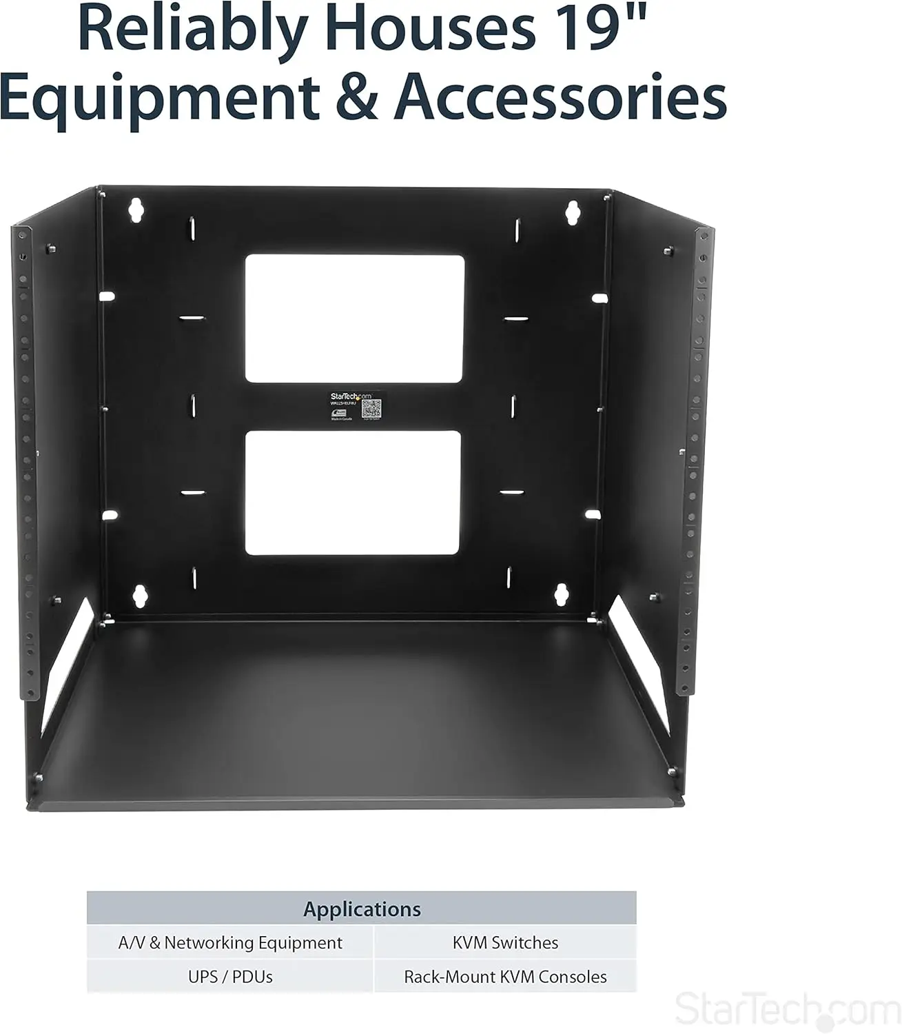 Open Frame Wall Mount Network Rack with Built-in Shelf, Wall Mount Data Rack with Adjustable Depth for AV