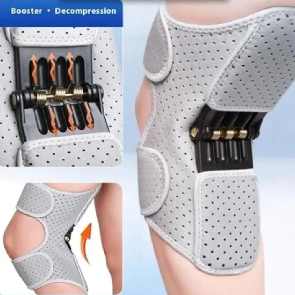 1Pair New with Powerful Rebound Springs Knee Assistive Device Breathable Adjustable Knee Protection Booster Non-Slip Knee Brace
