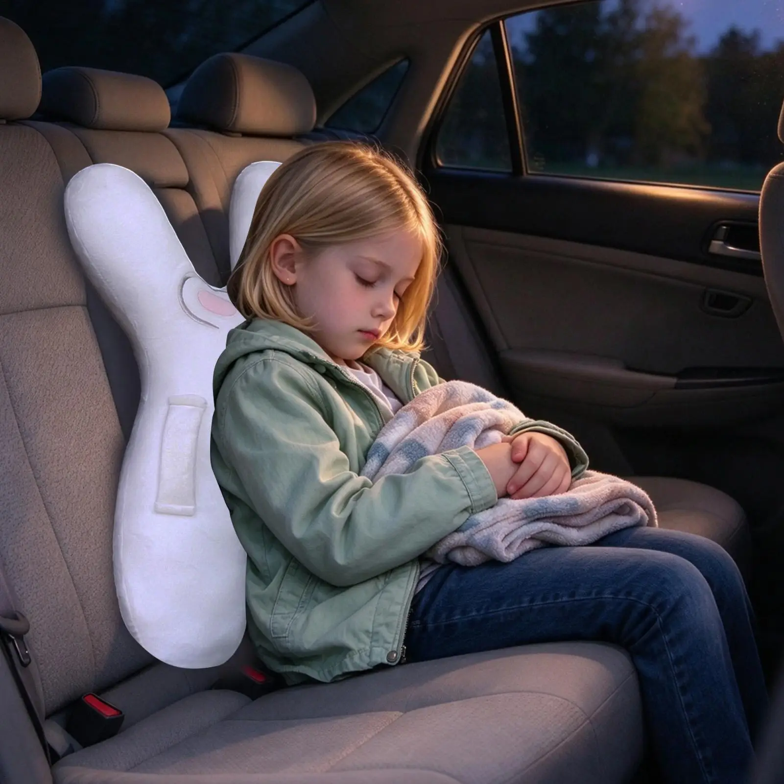 Kids Car Pillow Plush Animal H Shape Head Neck Support Car Seat Head Support Pillow For Children Boys Family Outings Long Trips