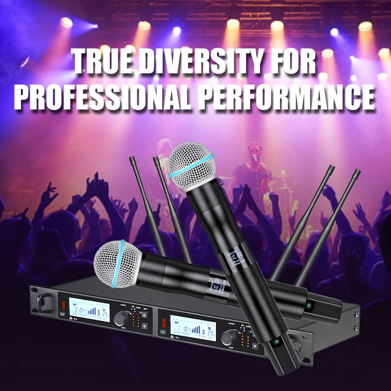 Betagear ULXD True Diversity Wireless Microphone 2-Channel 610-670Mhz 150m Receiving Distance For Professional Stage Performance
