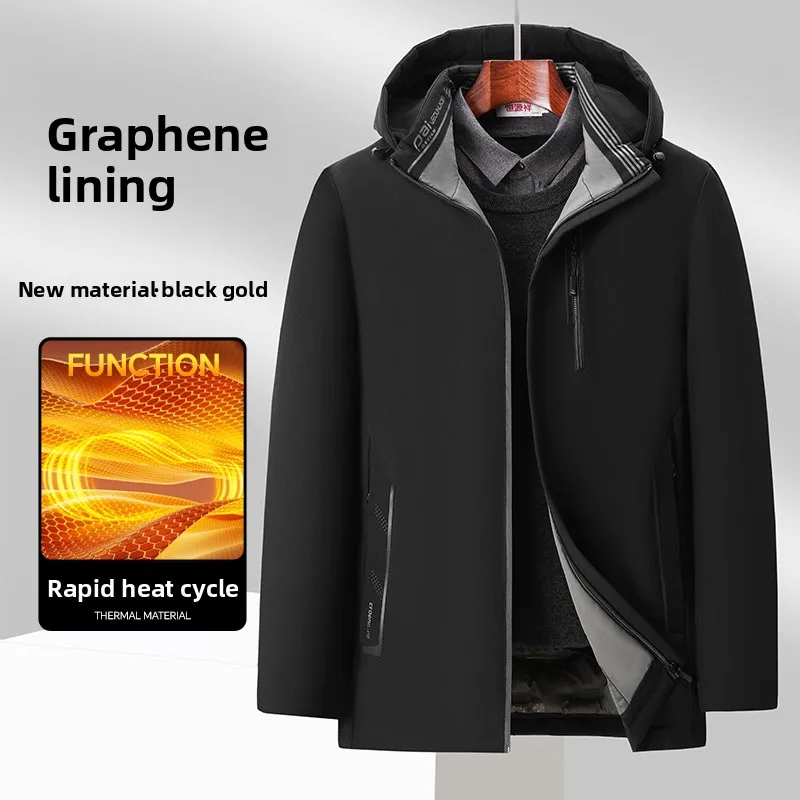 

Winter Cotton Jaet aphene Inner Thiened Warm Casual 3D Windproof Warm Men's Clothing Busin Gentleman Sle Polyester...