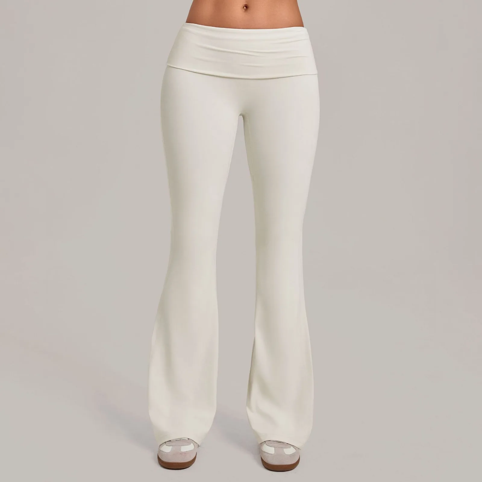 Nude Fabric Wide Leg Sports High Waist Tight Bell Bottoms Arrival Foldable Waist High Waist Quick-drying Butt Lift Yoga Pants