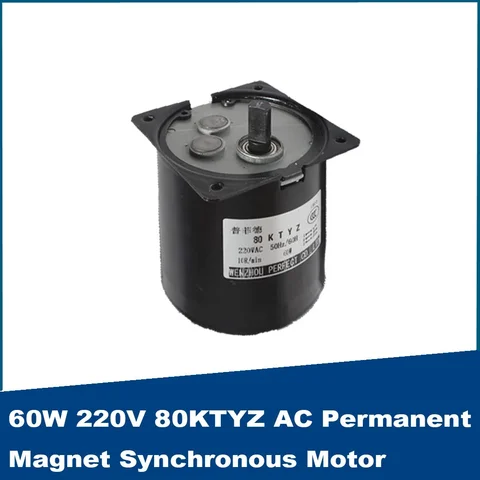 80KTYZ 60W 220V AC Permanentmagnet-Synchronmotor CW/CCW-Getriebemotor mit niedriger Drehzahl 2,5/5/10/15/20/30/50/60/80/110 U/min