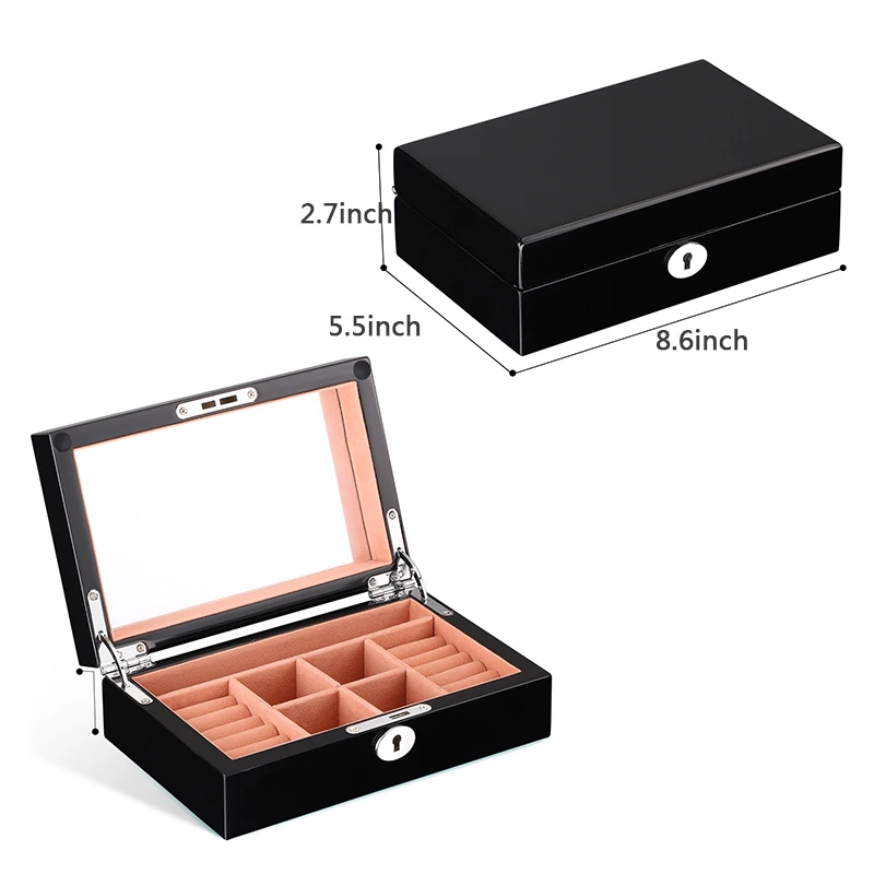 WoodenJewelry Box Wood Jewelry Organizer Necklace Earring Ring Storage Box for Women Gifts for Girls Mother