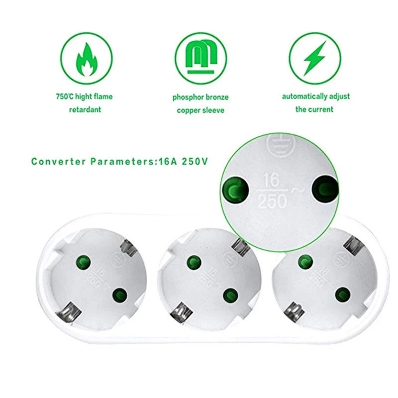 Space Saving 3 Port Power Socket Adapter Electrical Outlet Extenders with Switches Socket Expansion Plugs for Multiple