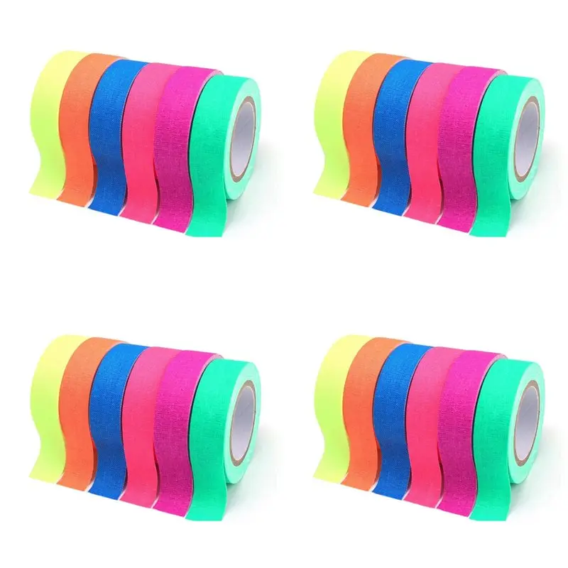 DT19-24X UV Glow Cotton Tapes Neon Party Tape Safety Warning Neon Tape UV Tape Stage Props Wedding Home