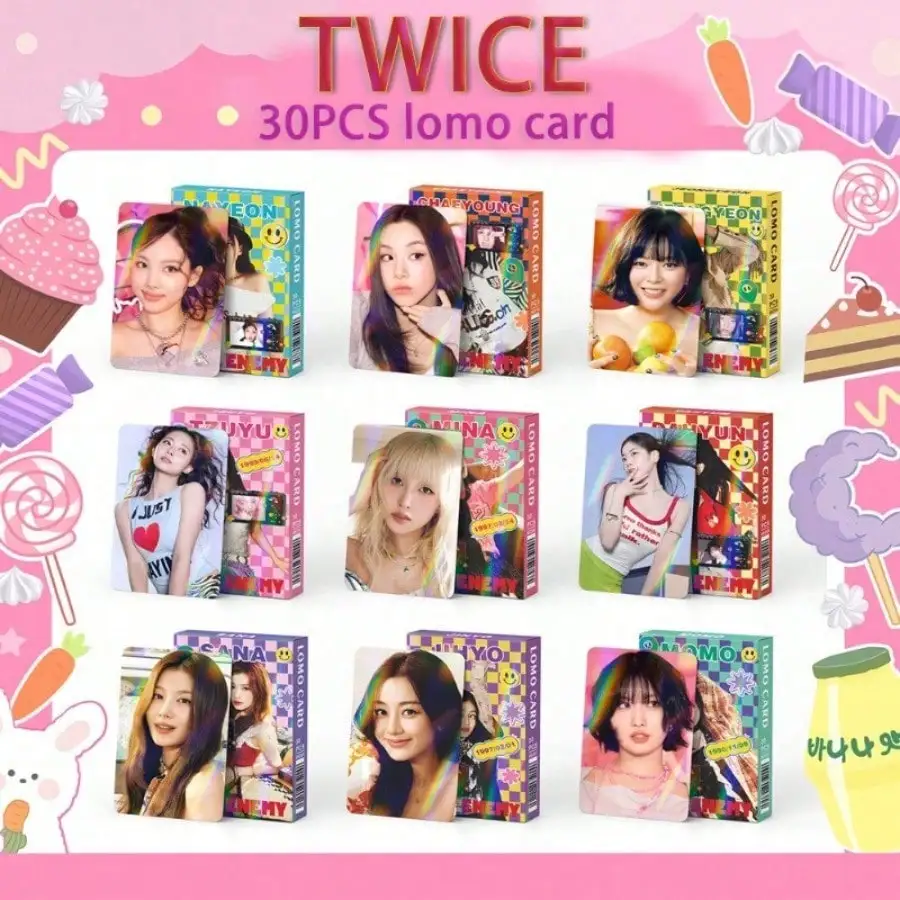 

K Pop Twice 30Pcs Holographic Flash Cards Single Card Nayeon Momo Single Photo Card Laser Photo Card Exquisite Photo Card High-Definition Photo Card Collectible Card Fans Merchandise Small Gifts
