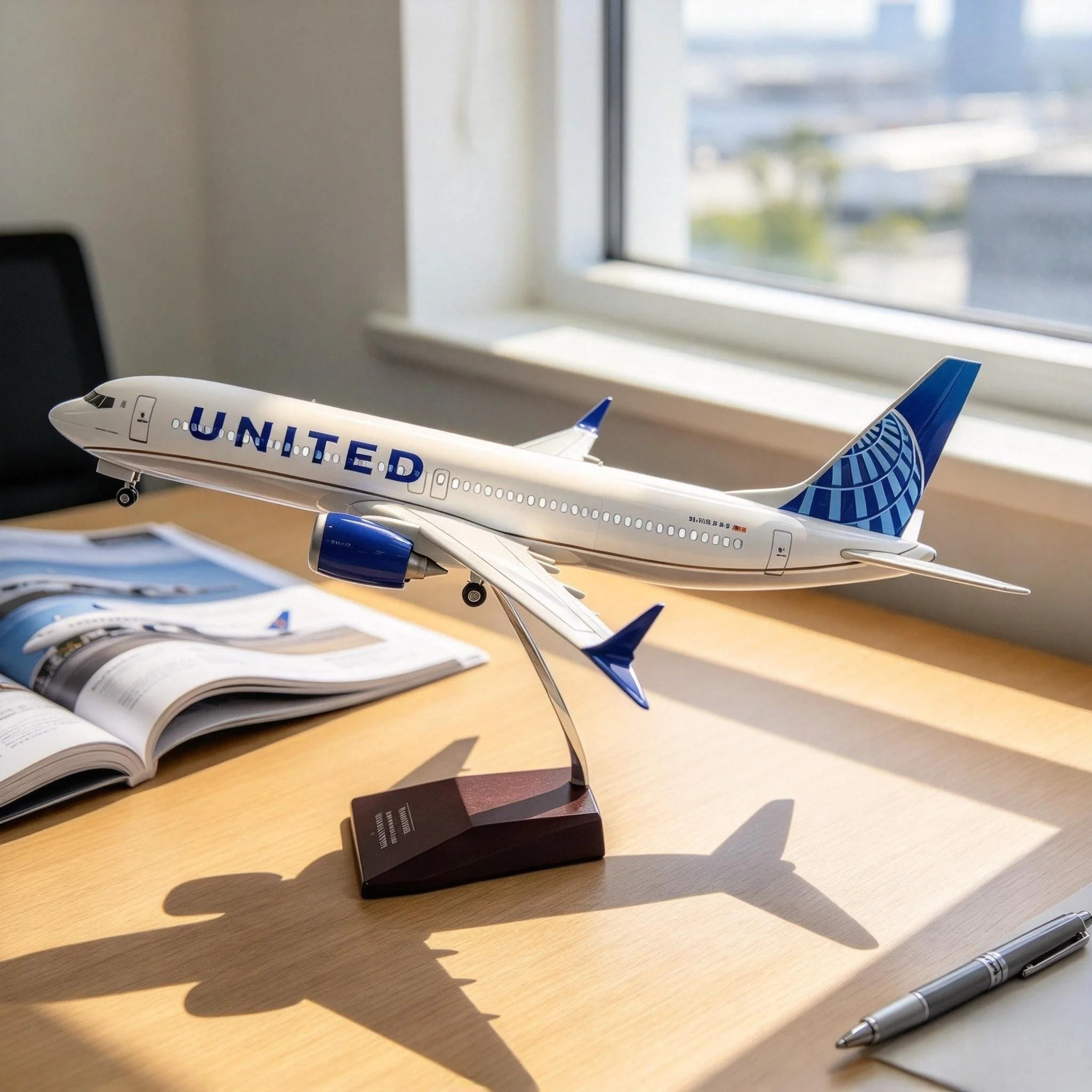 Boe-ing 737 B737 MAX New Aircraft United Airlines 47CM Diecast Model Airplane With Plastic Model For Collections And Displays De