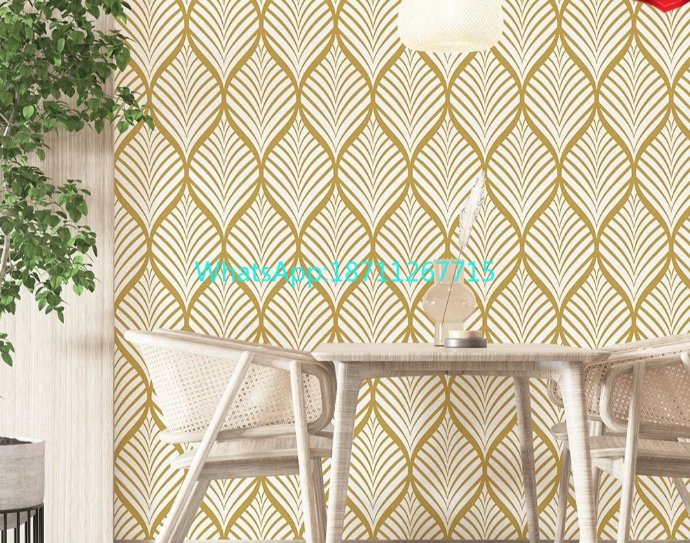 2 Rolls Nordic Gold Silver Leaf Geometric Wallpaper, Thick Self Adhesive Sticker for Living Room Bedroom Dorm, Abstract Decor