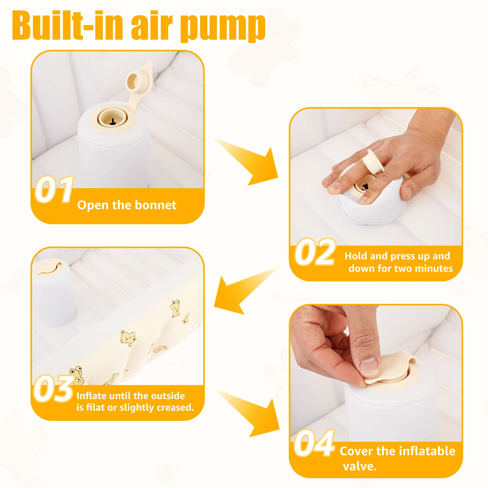 حوض استحمام للأطفال قابل للنفخ، محمول للاستخدام الخارجي من مادة PVC للأطفال الصغار، حوض استحمام للسفر قابل للطي، مريح للرضع، حمام سباحة لحديثي الولادة #5