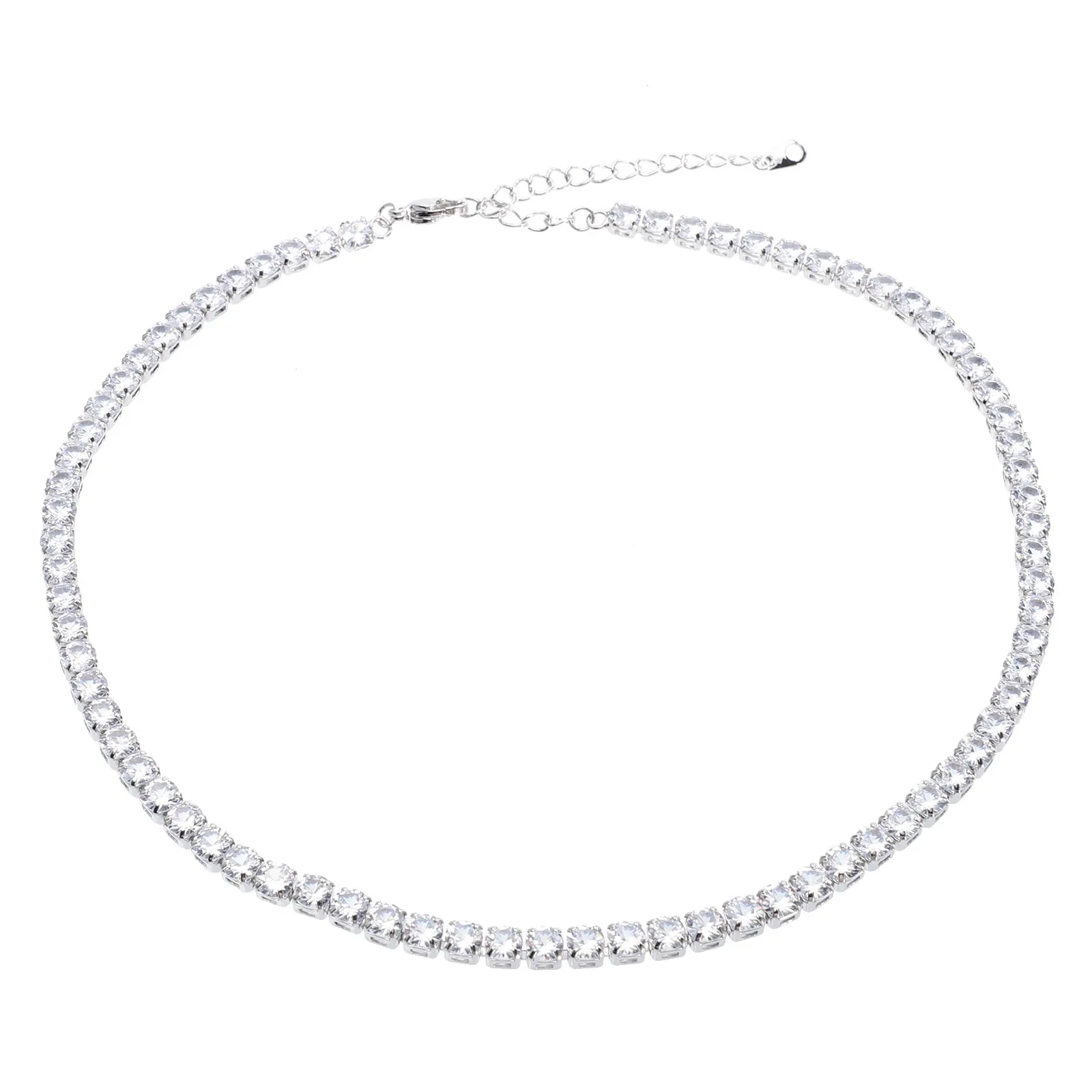 

Zircon Necklace Clavicle Chain Rhinestone Neck Pendant Women Necklace Valentine Gift Romantic Design Gloss Long Time