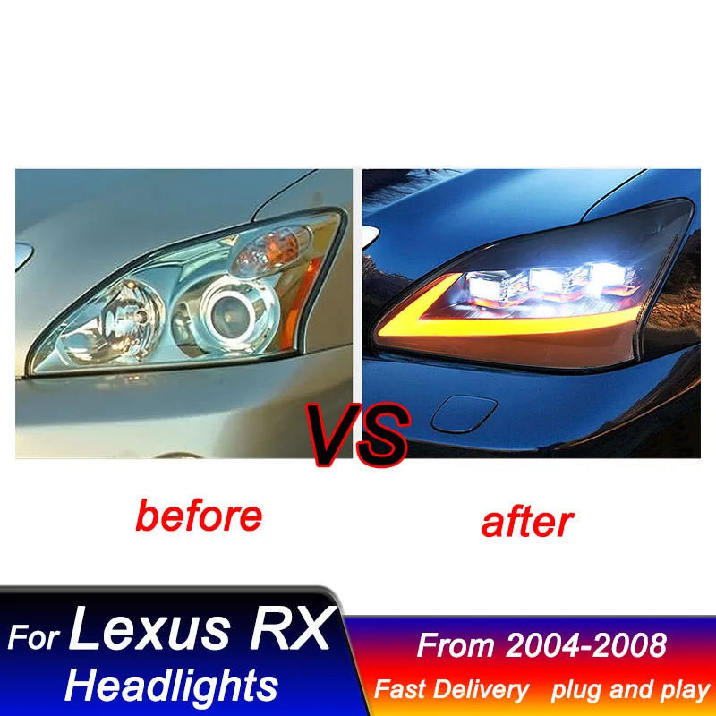 سيارة Led المصابيح الأمامية لكزس RX 04-08 ترقية مصفوفة نمط كامل led رئيس مصباح DRL ديناميكية مصباح إشارة الجبهة ضوء الجمعية