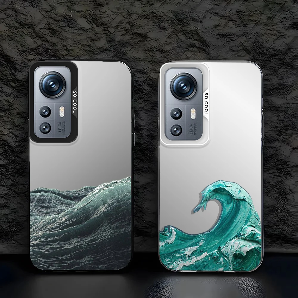 The Sea Is Rough For Redmi K60 12 10X 9T 9C 8 A1 A2 Plus 4G Fashion Colorful Silver Phone Case