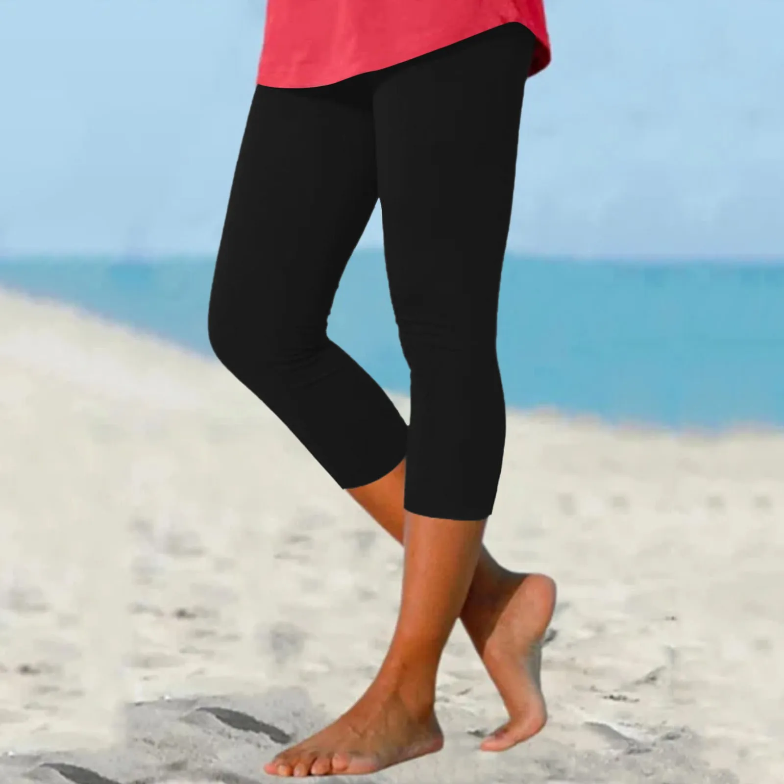 Dames Zomer Casual Strandbroek Zomer Outfit Legging Met Zakken Effen Kleur Sport Yoga Broek Strakke Cropped Broek Штаны