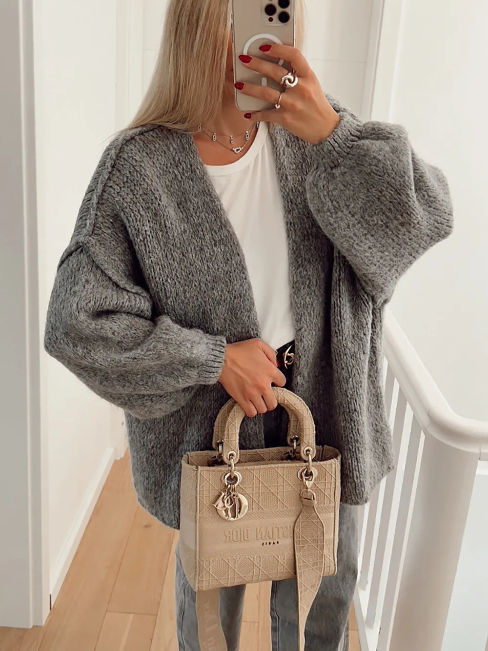 Oversized Cardigan for Women Winter Knitted Sweater Solid Color Thick Needle Knitwear Cropped Cardigans Coat Autumn Clothes