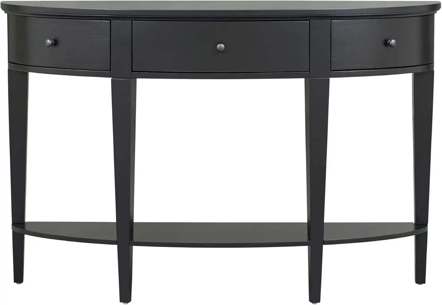 [صفقة ساخنة، أفضل بائع! ] طاولة كونسول منحنية حديثة مقاس 51 بوصة، طاولة أريكة مدخل نصف قمر مع أدراج ورف تخزين مفتوح