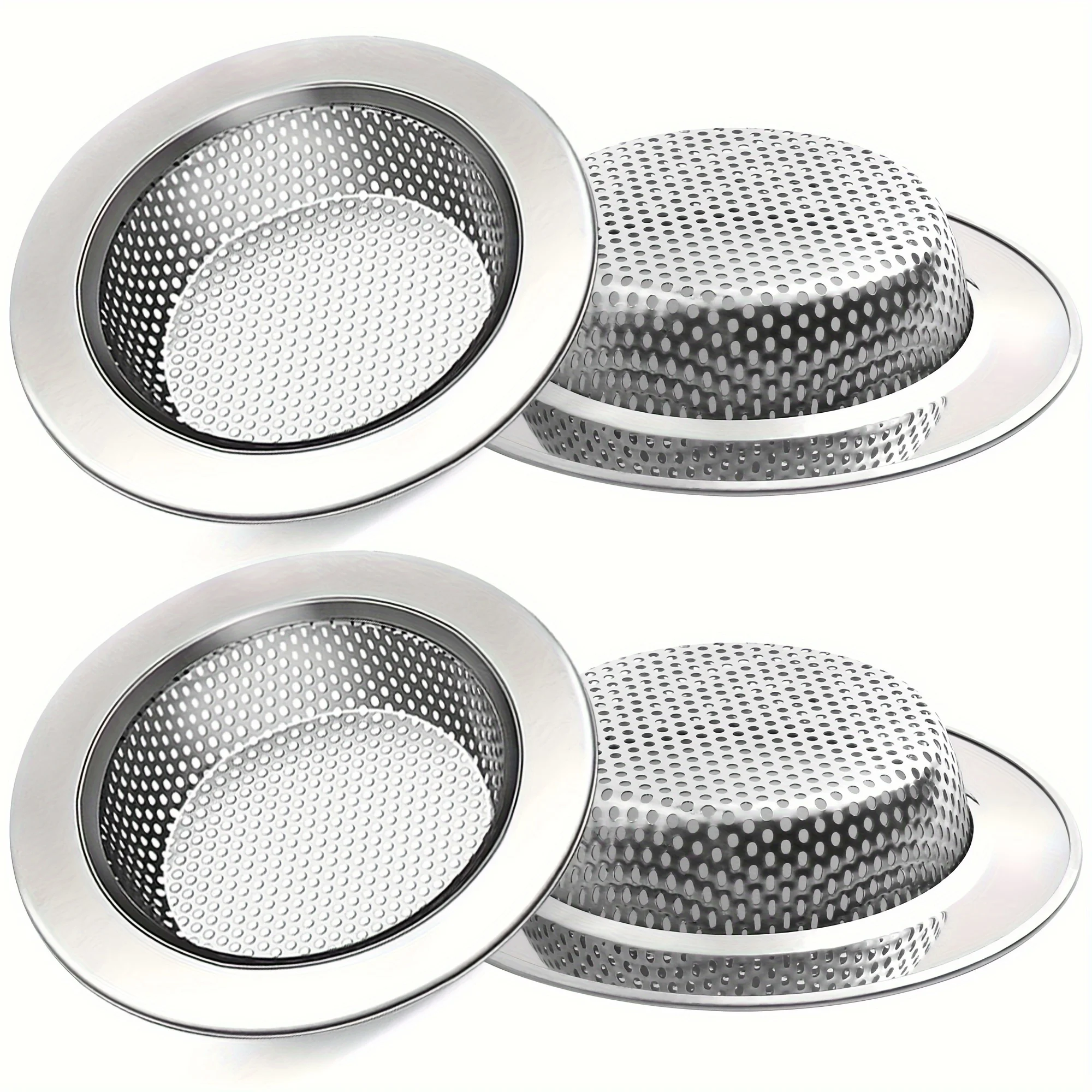 

1pc LotFancy Kitchen Sink Strainer, 2 Pack Stainless Steel Drain Strainers, 4.5" Diameter Large Wide Rim