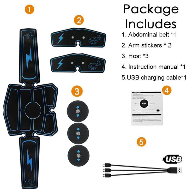 EMS Muscle Stimulator Massager Abdominal Trainer Belt Body Slimming Massage Smart Fitness Training Electric Weight Loss Stickers