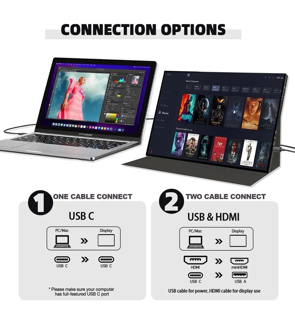 LESOWN 120Hz USB C Extra Brede Gaming Monitor 16 inch 1920x1200 ADVERTENTIES Touchscreen Extender Display voor PS4/5 Xbox Switch Laptop