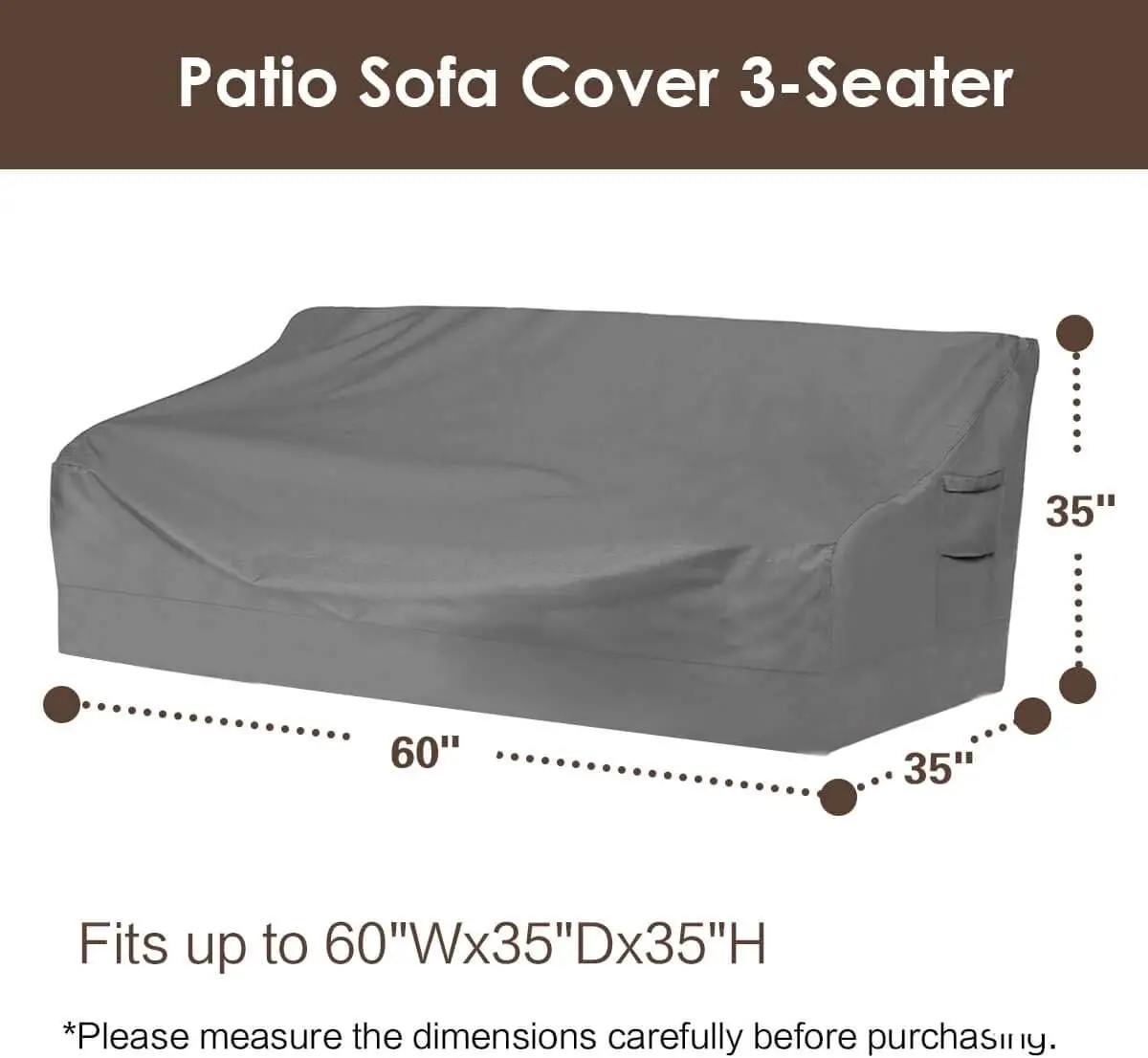 Heavy Duty Patio Sofa Cover, 100% Waterproof 3-Seater Outdoor Sofa Cover,Lawn Patio Furniture Covers