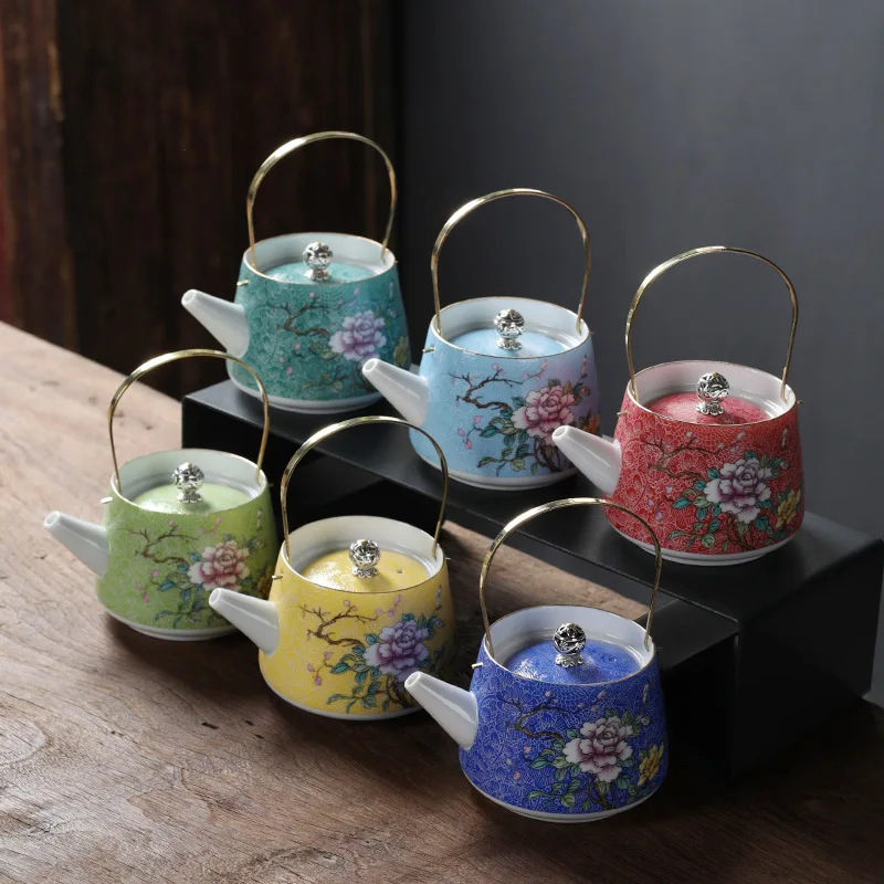 Enamel Teapot Ceramic Tea Set Home Kettle Retro Portable Teapot Tea Tea Set Ceramic Brewer Living Room Coffee Table Decoration