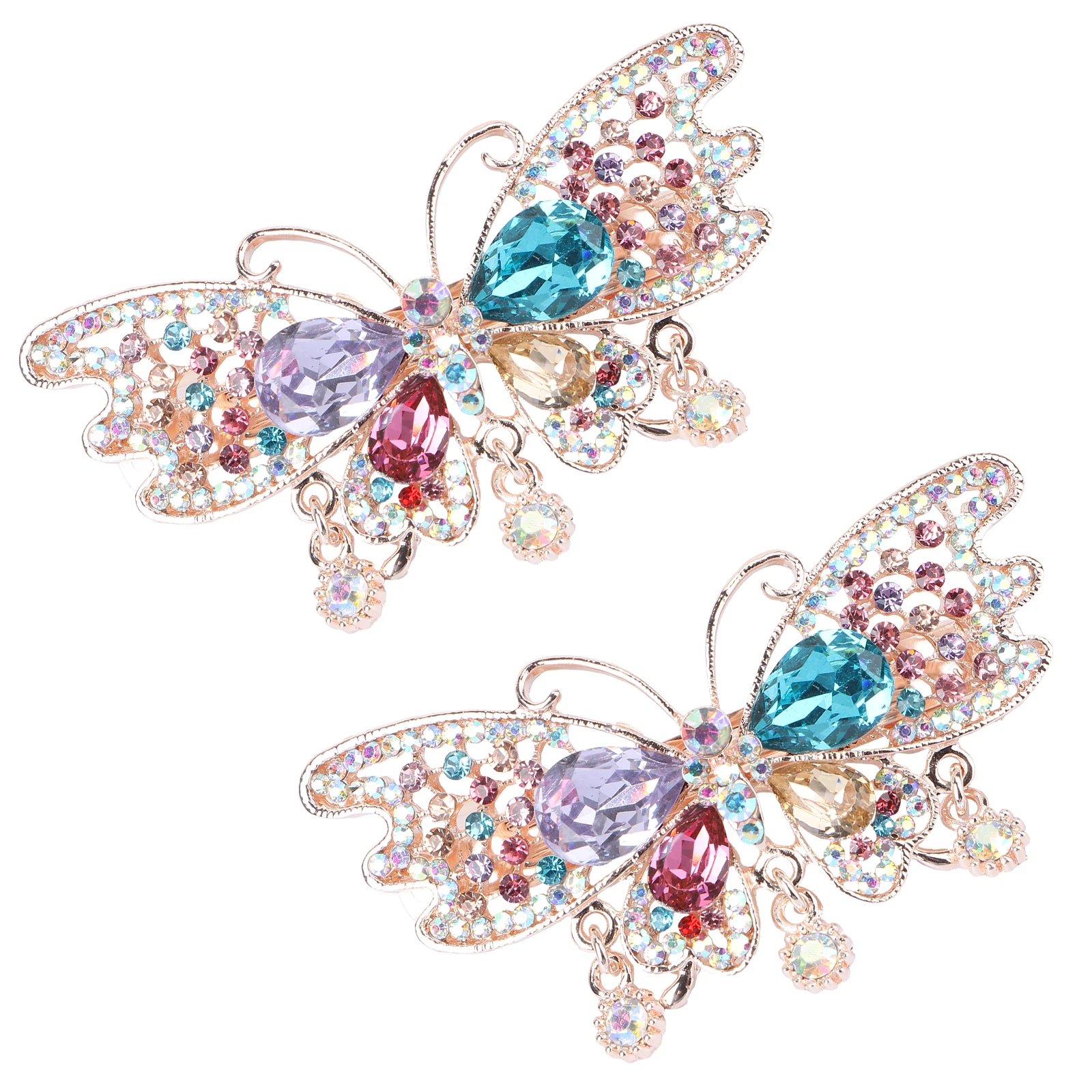 

Sparkle Hair Barrettes Crystal Clips for Women Ponytail Holders Automatic Hairpin Jewelry Durable Iron Rhinestone Party Festival