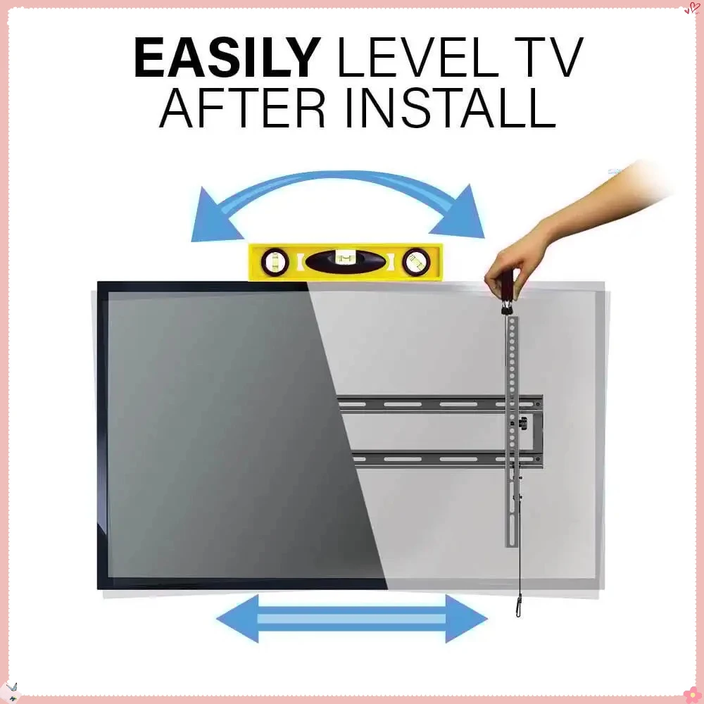 Dudukan TV Dinding yang Dapat Dimiringkan untuk TV 42-90 Inci, Kemiringan yang Dapat Disesuaikan untuk Mengurangi Silau, Profil Rendah untuk Pemasangan di Dinding Rata