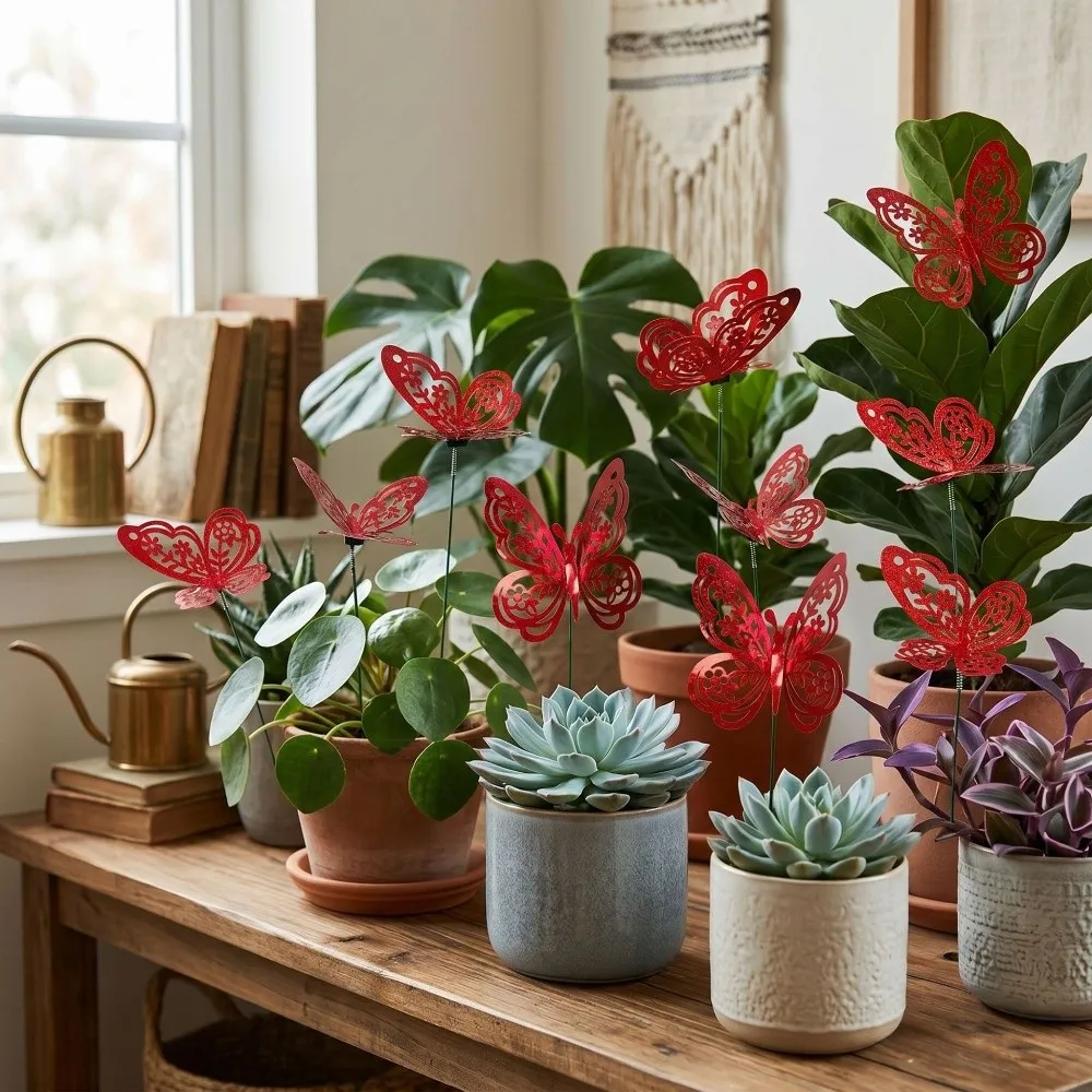 Colorful Butterfly Stakes Lifelike Dreamlike Simulation Butterfly Ornaments Multi-purpose Plant Plug