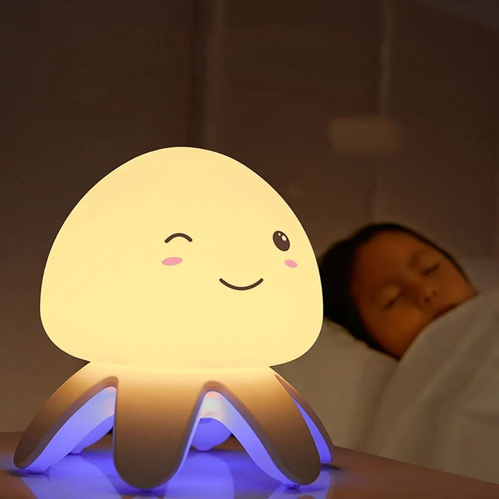 

Color Changing Cute Octopus Night Light Adjustable Warm/RGB Light LED Jellyfish Table Lamp Touch/Remote Control Stepless Dimming