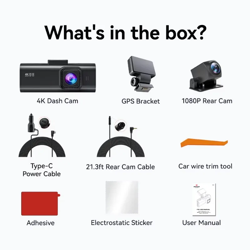 Redtiger F7N 4K Night Vision Car Black Box Câmera dupla frontal e traseira com WIFI GPS para revendedor