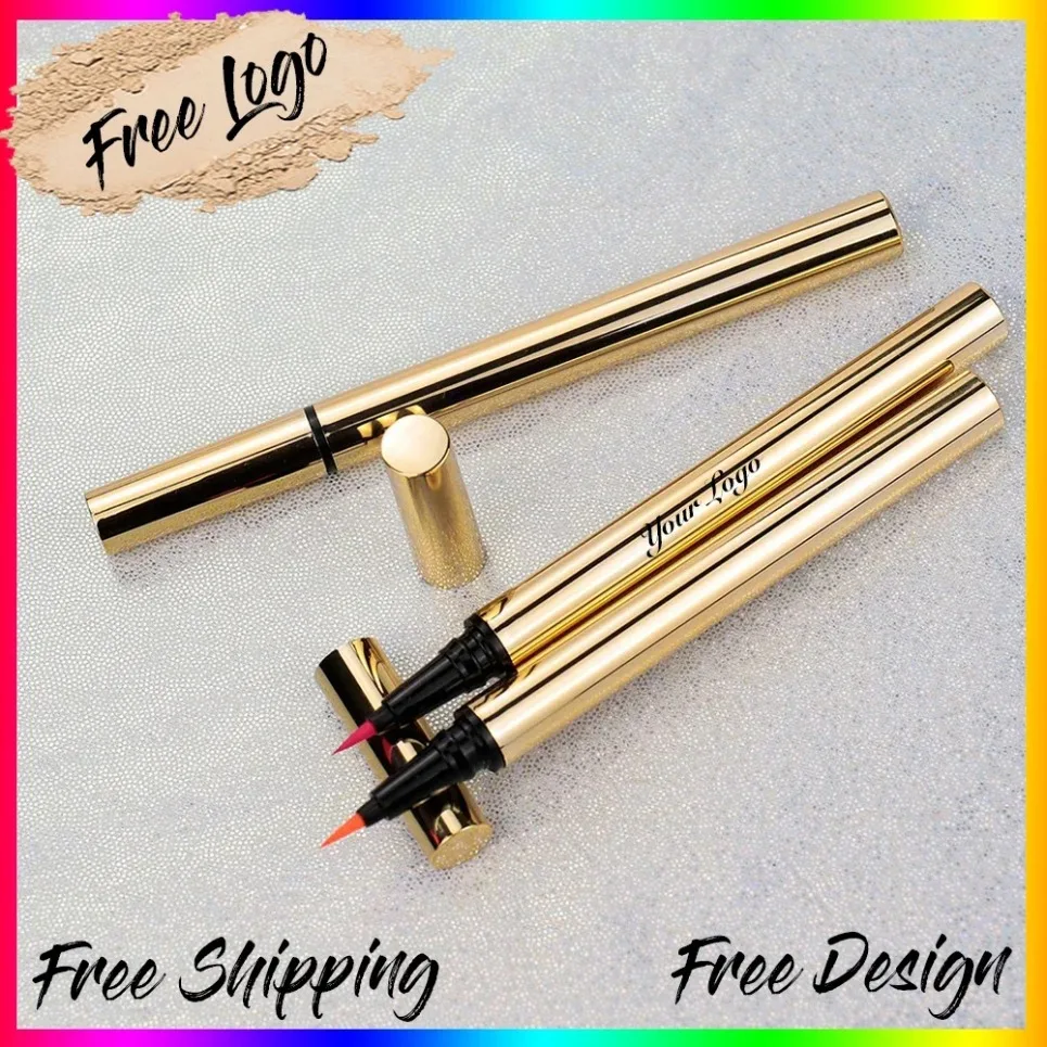 Gold Tube Waterproof Brown Eyeliner Private Label Liquid Eye Liner Custom Logo Vegan Makeup Vendor Wholesale