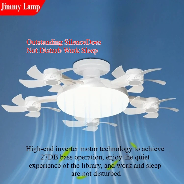 

Remote Control 2025 Drone Ceiling Fan Light Silent E27 Base Dimming 3-Color LED for Home