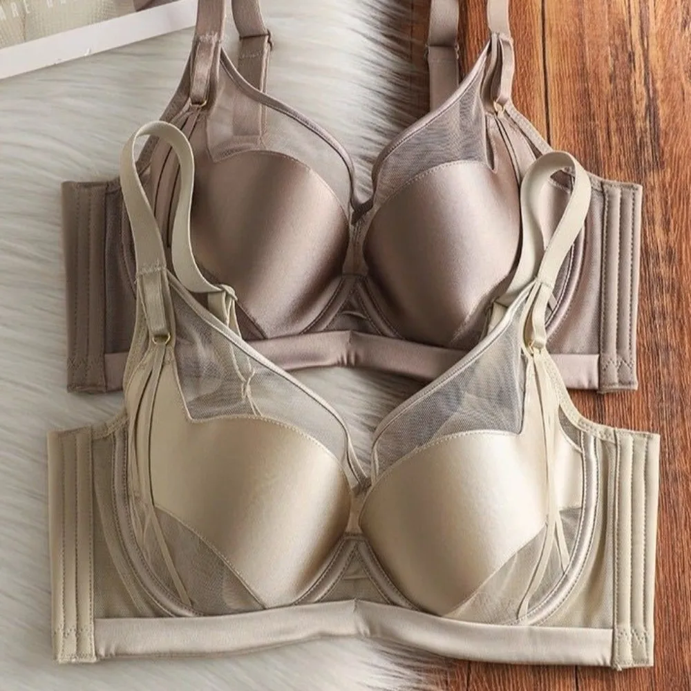 

Атласный бюстгальтер-боди с V-образным вырезом, без косточек, с эффектом уменьшения груди, сетчатый, ажурный, пуш-ап, спортивное белье