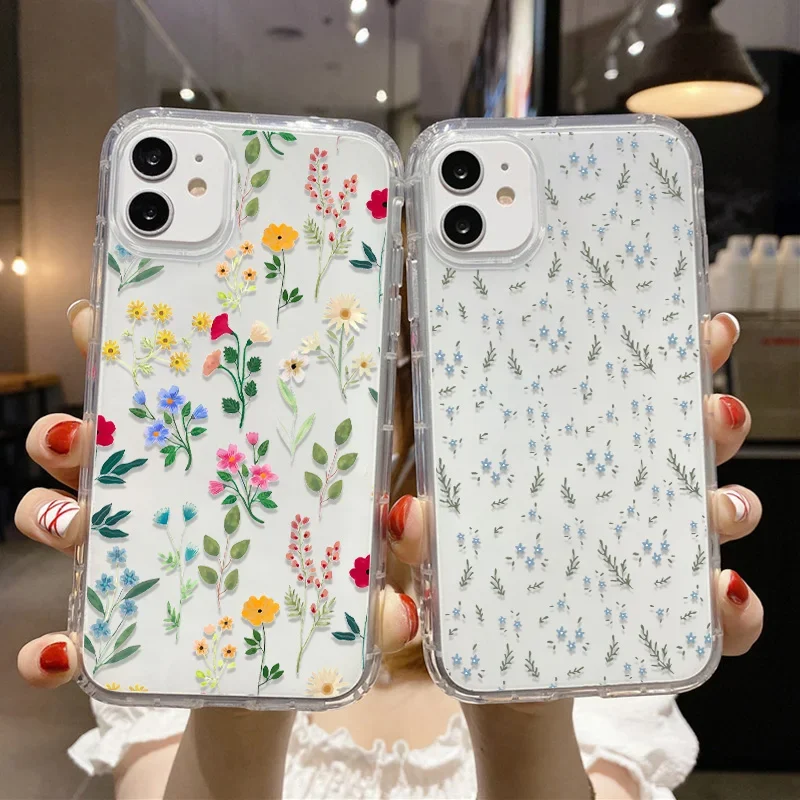 

Cute Flower Phone Case For iPhone 17 Pro Case iPhone 16 15 13 11 12 14 Pro Max Air XR 7 8 Plus SE Shockproof Transparent Cover