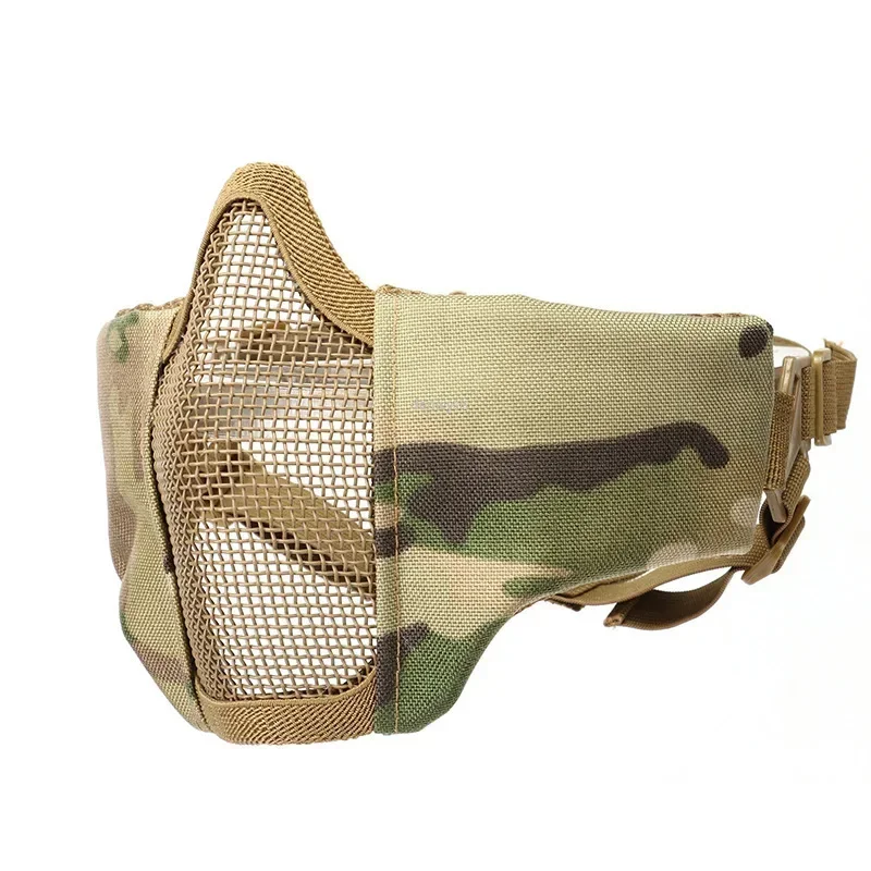 Half Face Metal Steel Airsoft Mask Hunting Tactical Net Mesh Mask for CS Protective Halloween Party