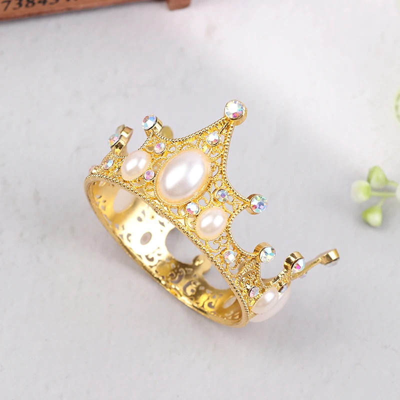 Tiny Metallic Crown Accessories for Cotton Dolls; Retro Headpiece Miniature Toys for Baby Doll Dress-Up.
