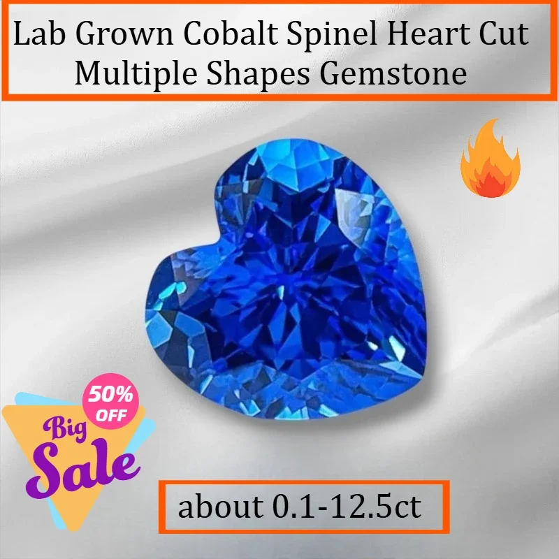 

TOPLab Grown Cobalt Spinel Heart Cut Multiple Shapes Gemstone for DIY Ring Necklace Earrings Main Materials Selectable Certific