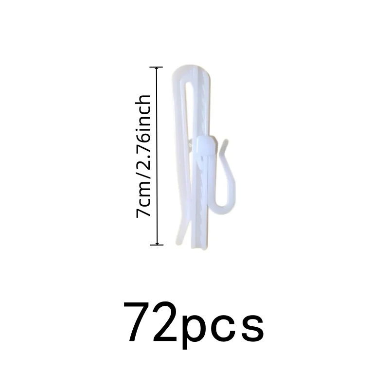 7cm Adjustable Curtain Hooks 72 pcs, Adjustable Height Design, Easy Install Simple Setup, for Living Room Curtains