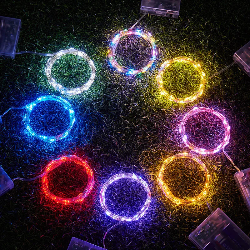 1-30M USB/cr2032/Battery Box Low Voltage 3V Copper Wire Light String Waterproof LED Christmas Wreath Light Strin Led Fairy