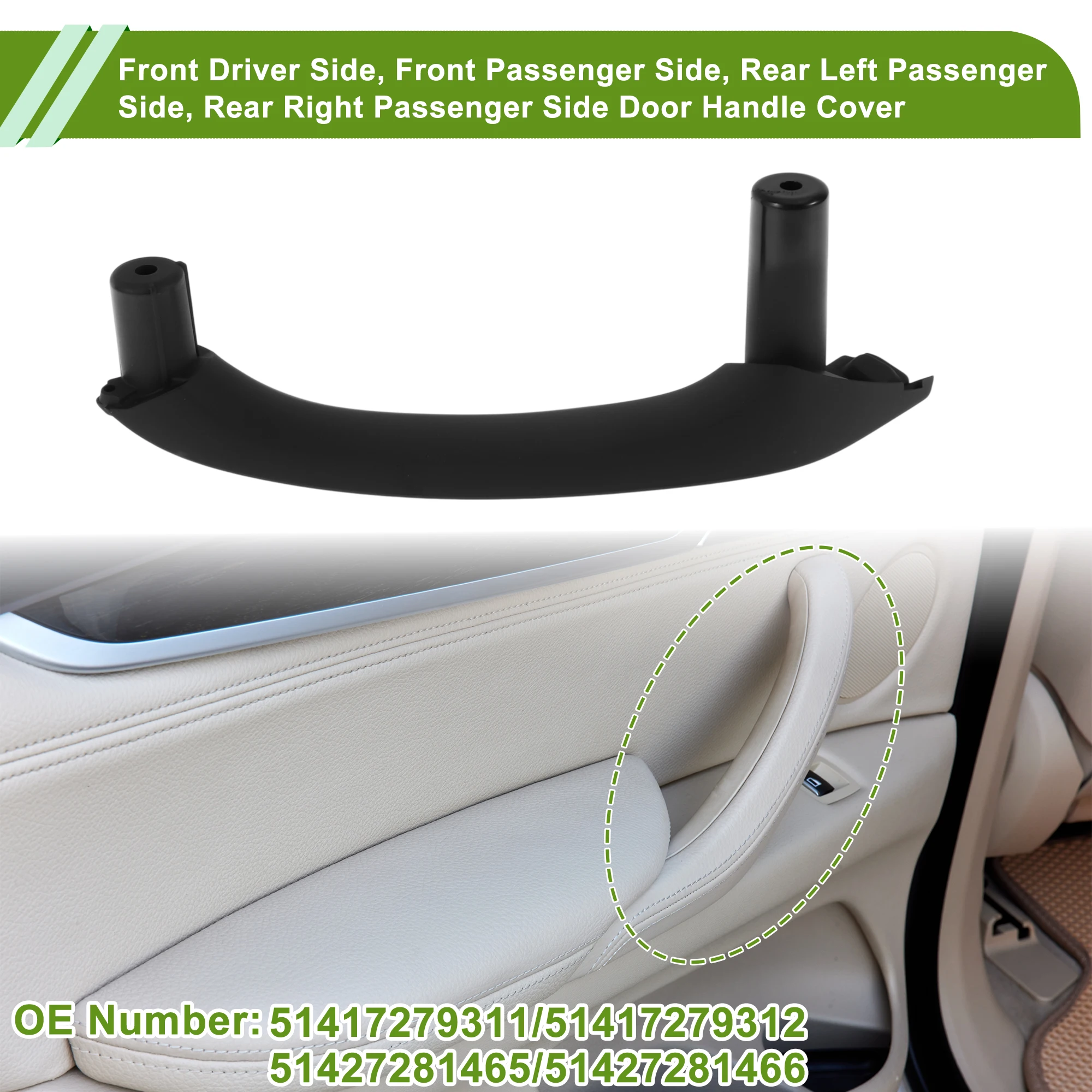 UXCELL Front Driver Side Door Panel Handle Pull Trim Cover Inner Door Handle Door Pull Handle Cover No.51417279311