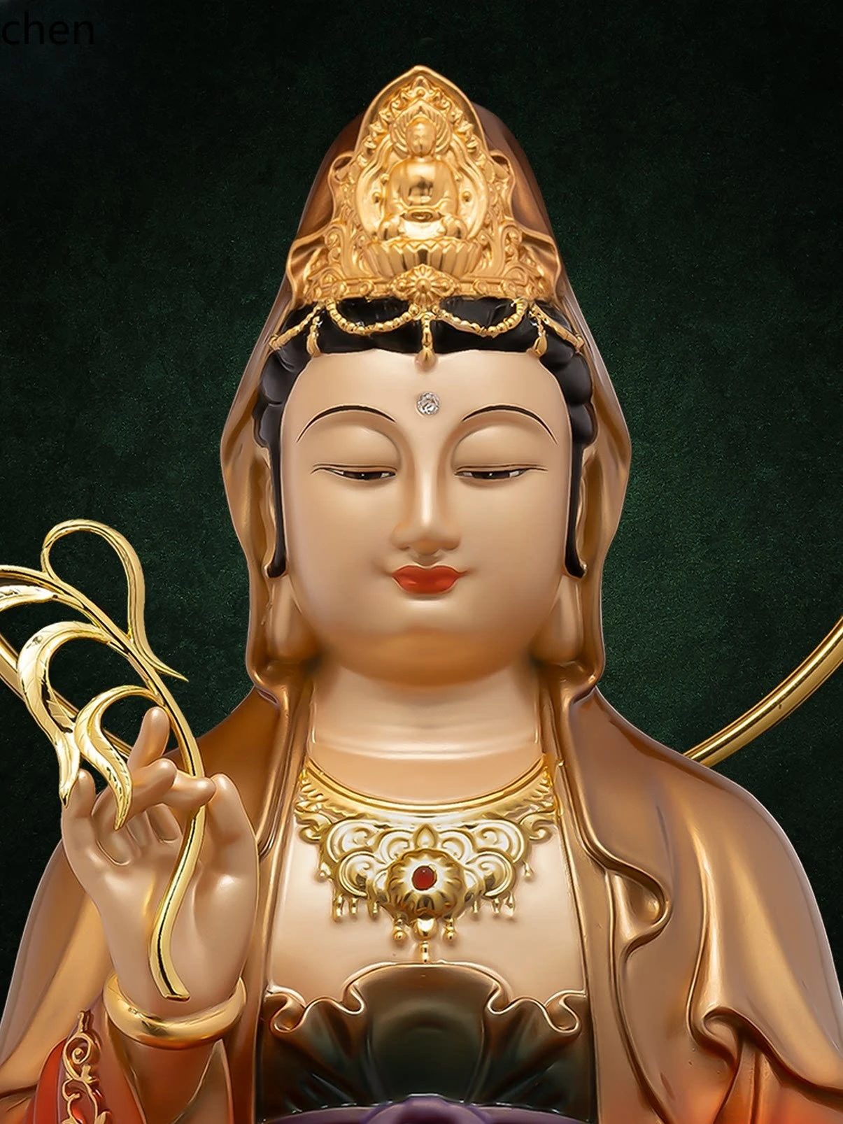 Cz1  purple saha three saints guanyin bodhisattva for home model worship of the pure bronze statue of putuo mountain in nanhai
