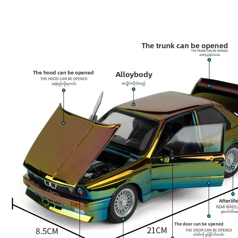 Simulation galvanisée 1:24 BMW M3 modèle de voiture de sport avec son et lumière Collection de véhicules jouets pour enfants Voiture Miniature