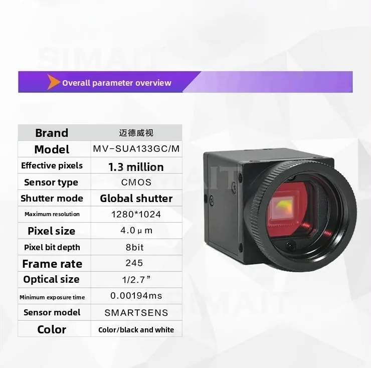 MV-SUA133GC/M 1.3MP Global Shutter Industrial Camera | High-Speed HD Vision Inspection Sensor