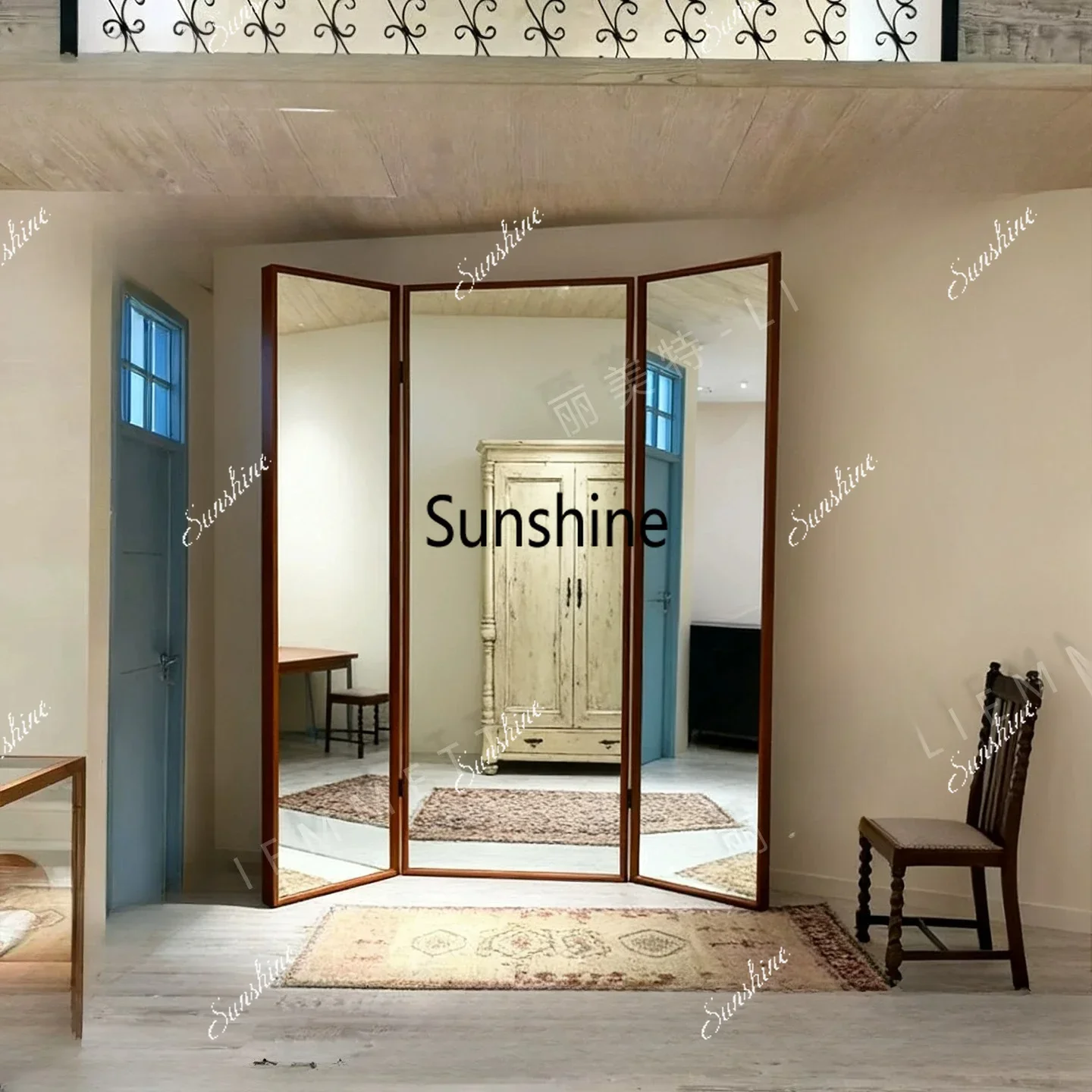 Simple three-fold mirror clothing store fitting mirrorTJ