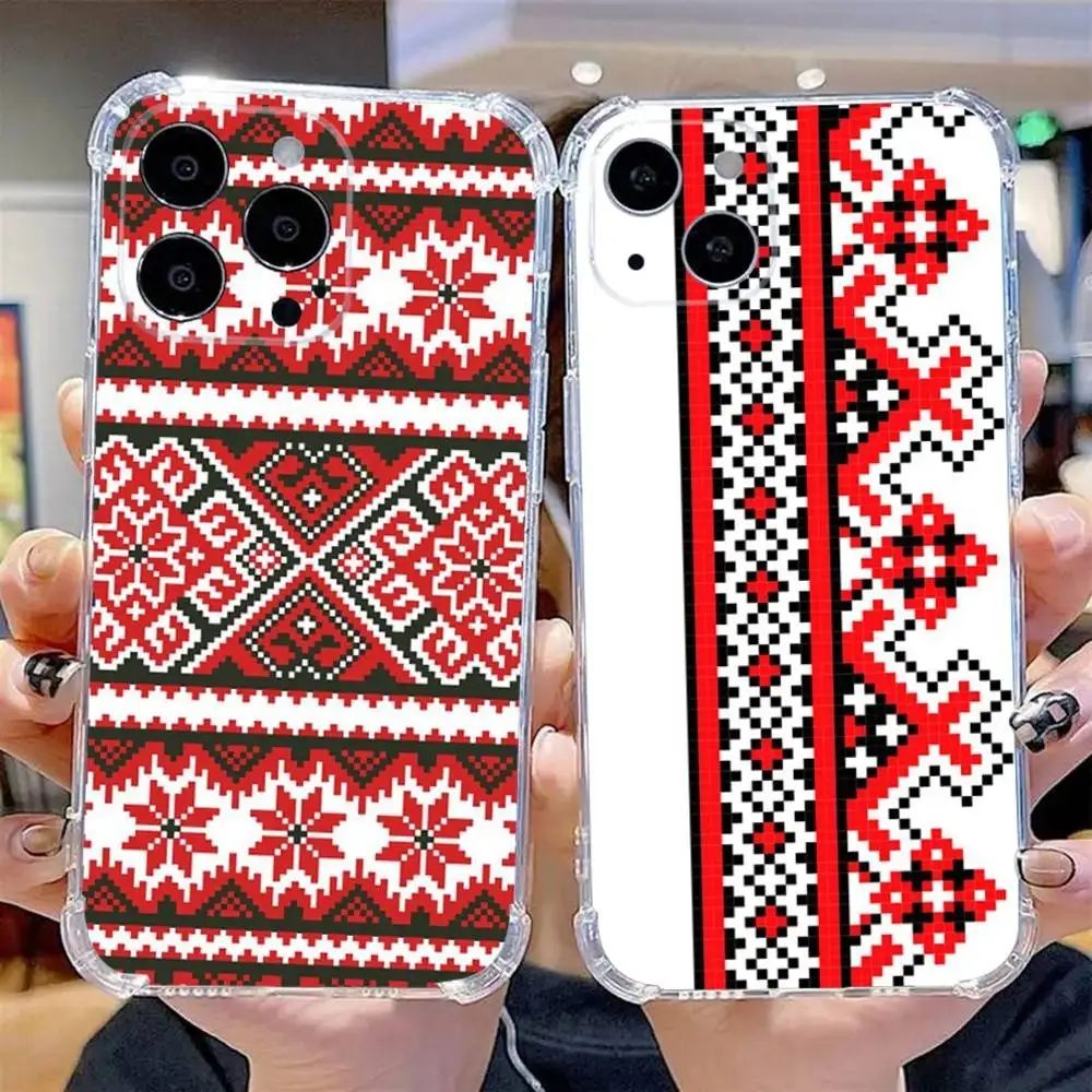 

Ukraine Ornament Pattern Phone Case For iPhone 16,15,14,13,12,11 Pro,Max,Plus,X,XS,XR,SE,Mini Transparent Silicone Soft