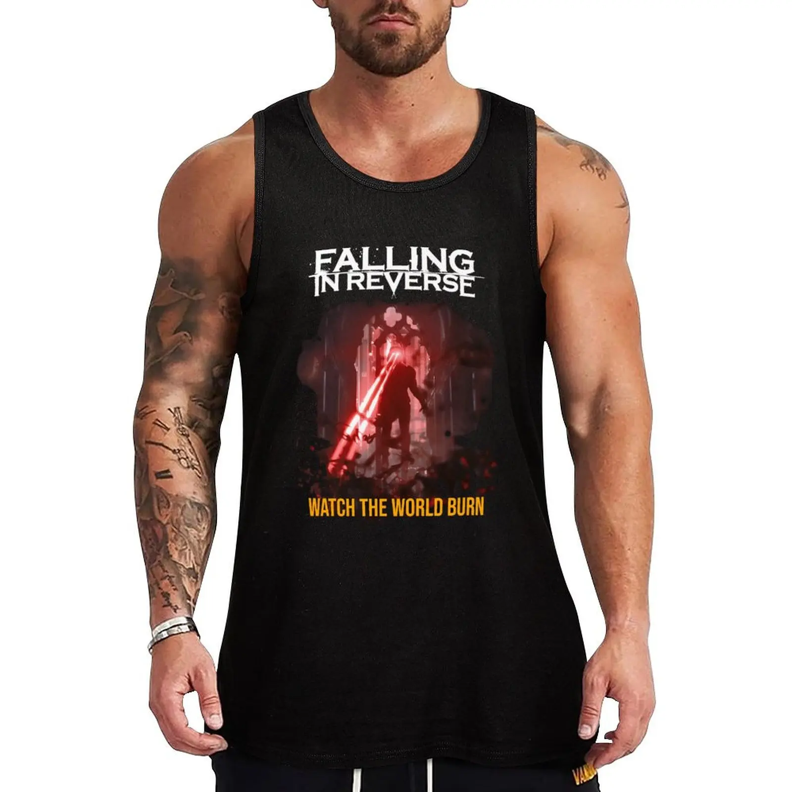 

falling in reverse watch the world burn Tank Top t-shirt Men's sleeveless gym shirts male Men's sleeveless t-shirt men gym