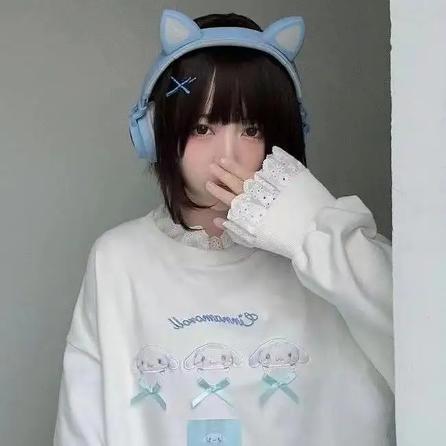 

Cinnamoroll Long-Sleeved Hoodie Kawaii Sanrio My Melody Anime Top Female Girl Heart Cartoon Cute Clothes Students Gift for Kids