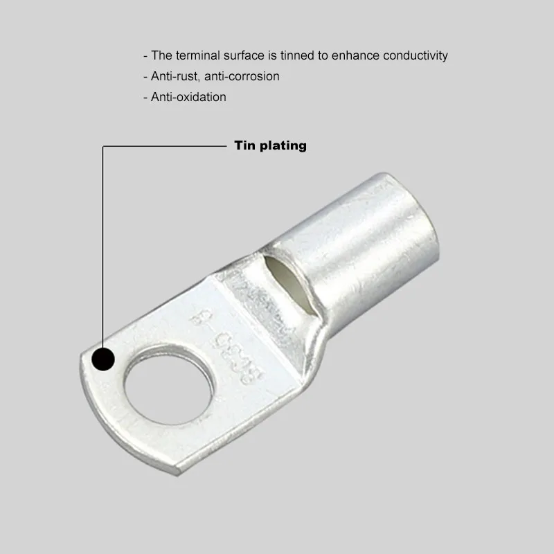 50/30Pcs Kupfer Nase SC10/16/25 Zinn Überzogen Battery Terminals Kabel Lug Loch ID 5/6/8/10/12mm Draht Stecker – Detail 3