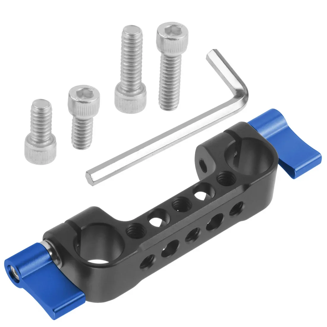 15mm Rohrstange Clmap Mount Dual Hole Railblock Pole Clip Rohrknopfschraube für DSLR Kamera Cage Rig Grundplatte Schulterschienenunterstützung